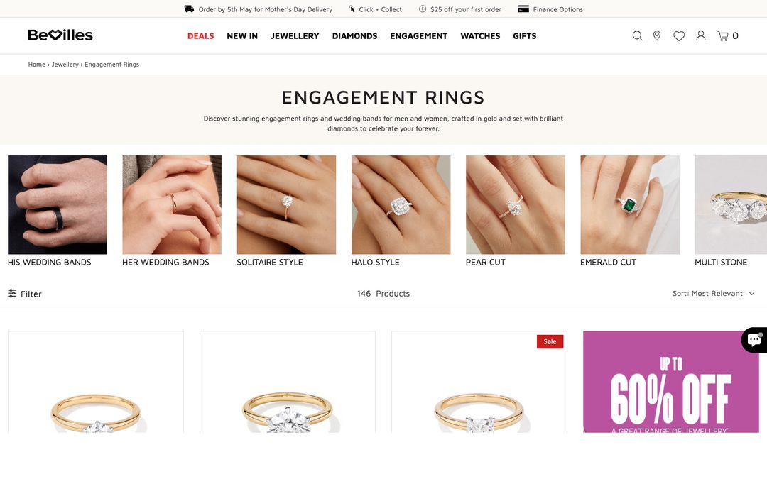 Bevilles engagement rings collection page