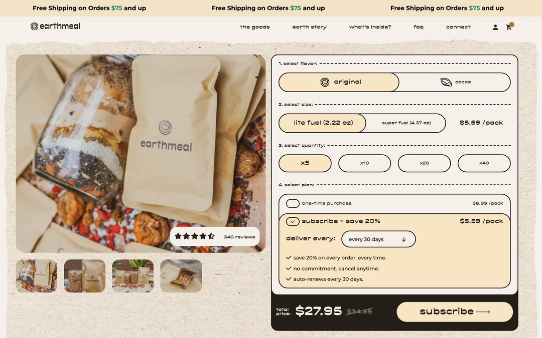EarthMeal — Four-step PDP configurator