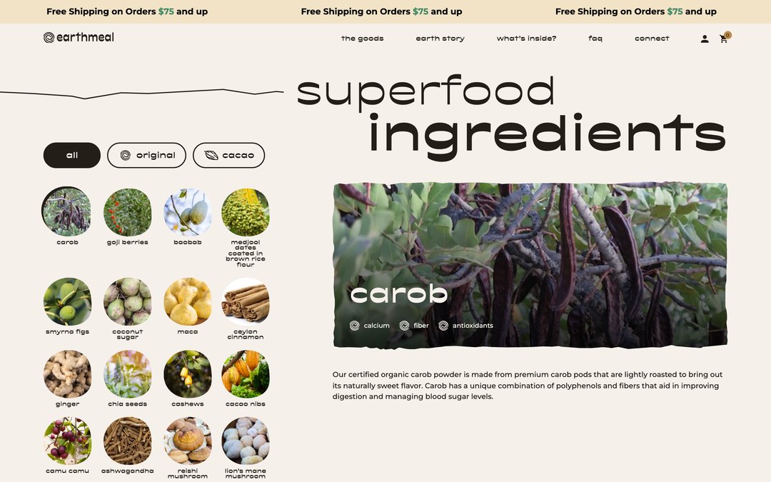 EarthMeal — Superfood ingredients explorer