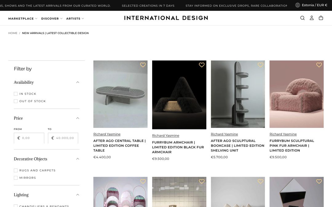 International Design — New arrivals — editorial merchandising