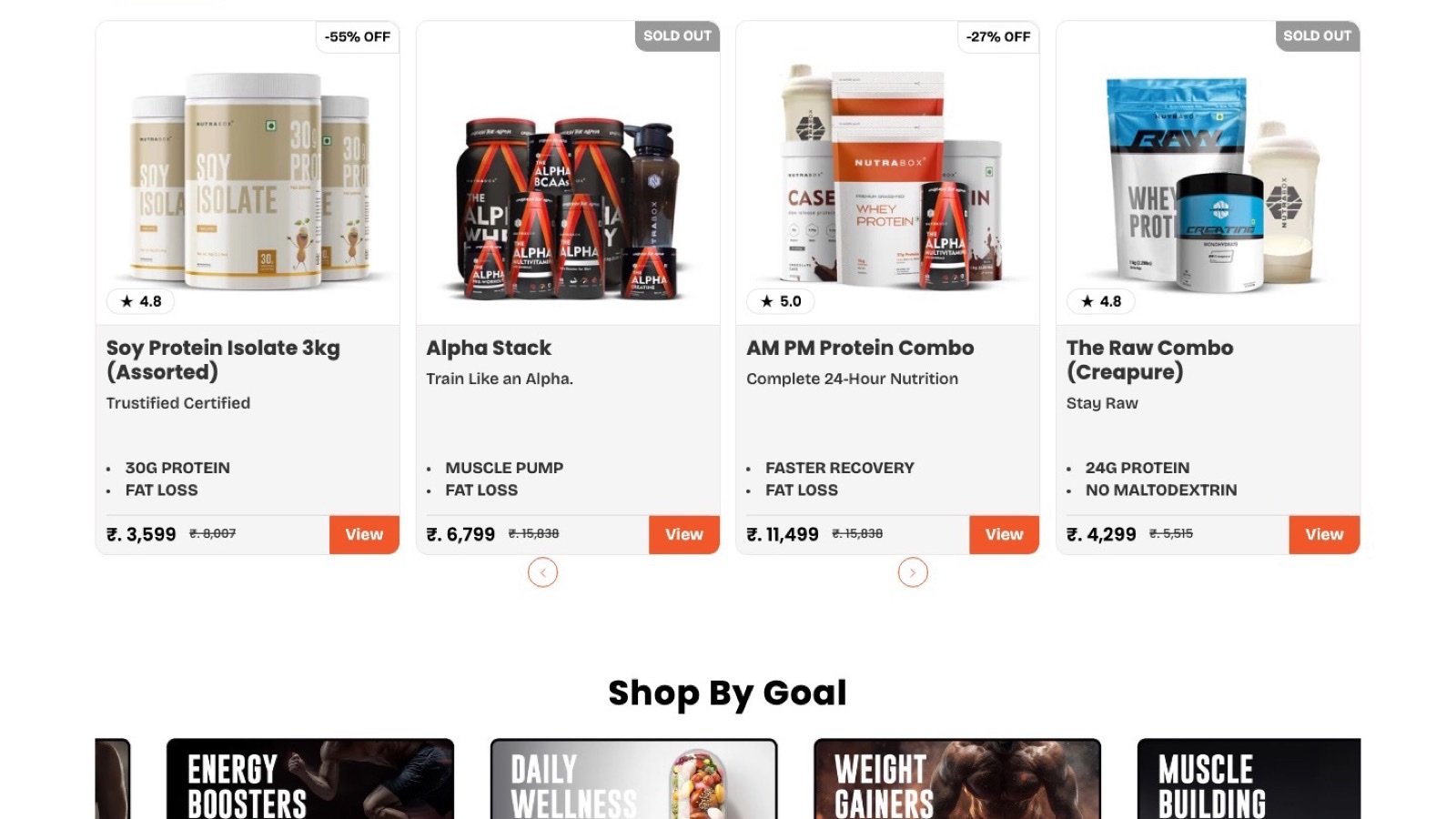 Nutrabox homepage hero — current production