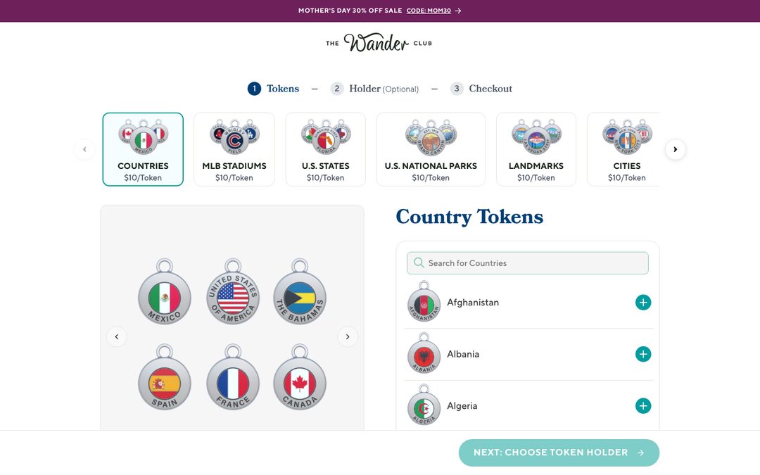 The Wander Club — Start a collection — onboarding
